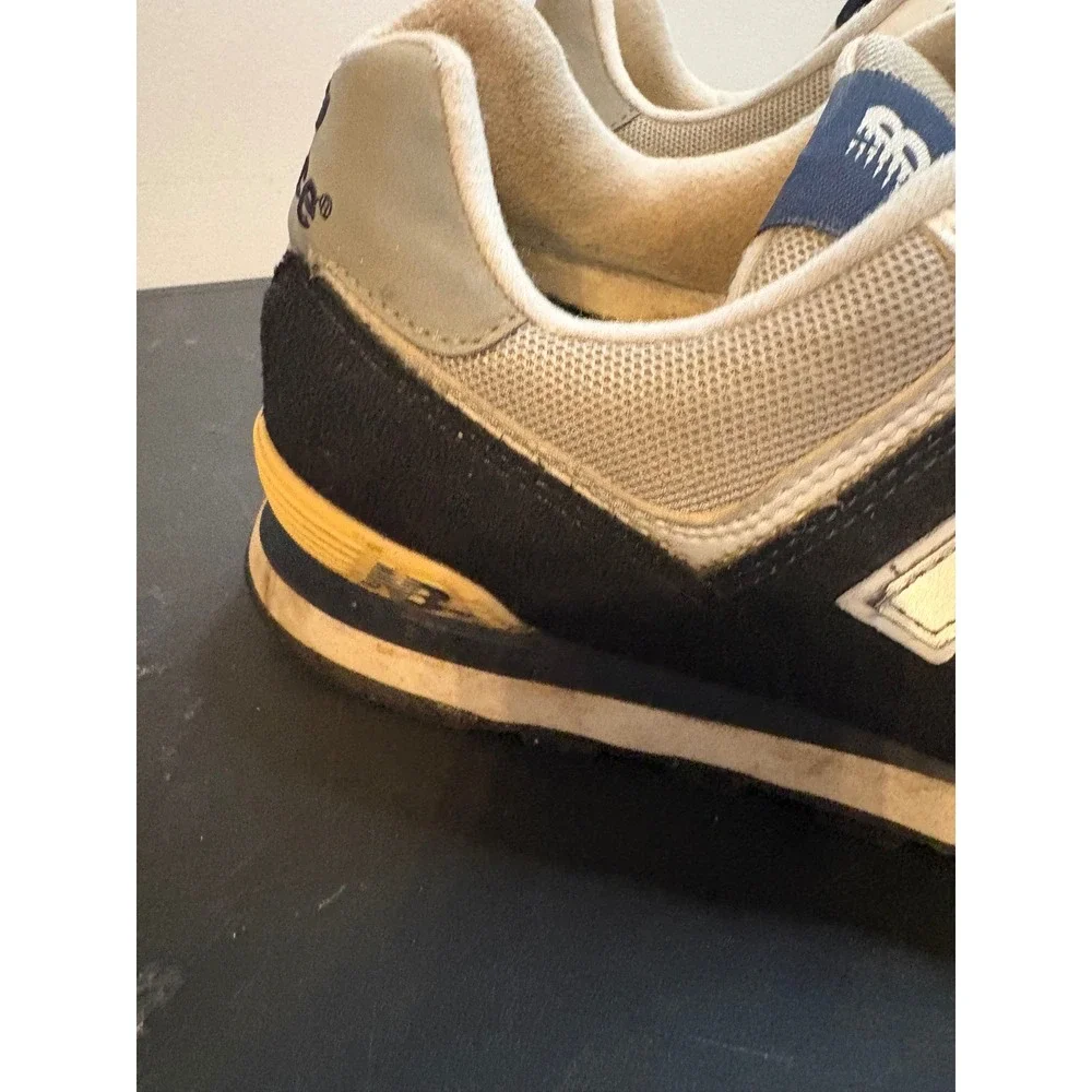 New Balance 574 Mens Navy Blue Grey Suede Mesh Sneakers M574BGS Size 13
